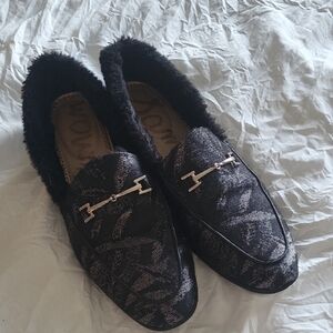 Sam Edelman Black Fuzzy Loafers